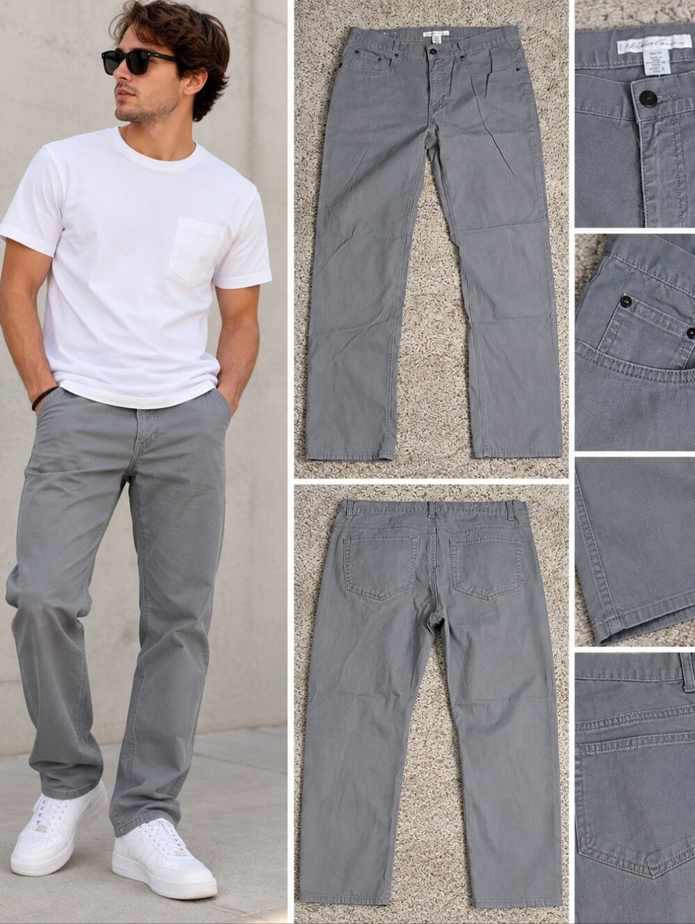 Kenneth Cole Gray Straight Pants Versatile Style